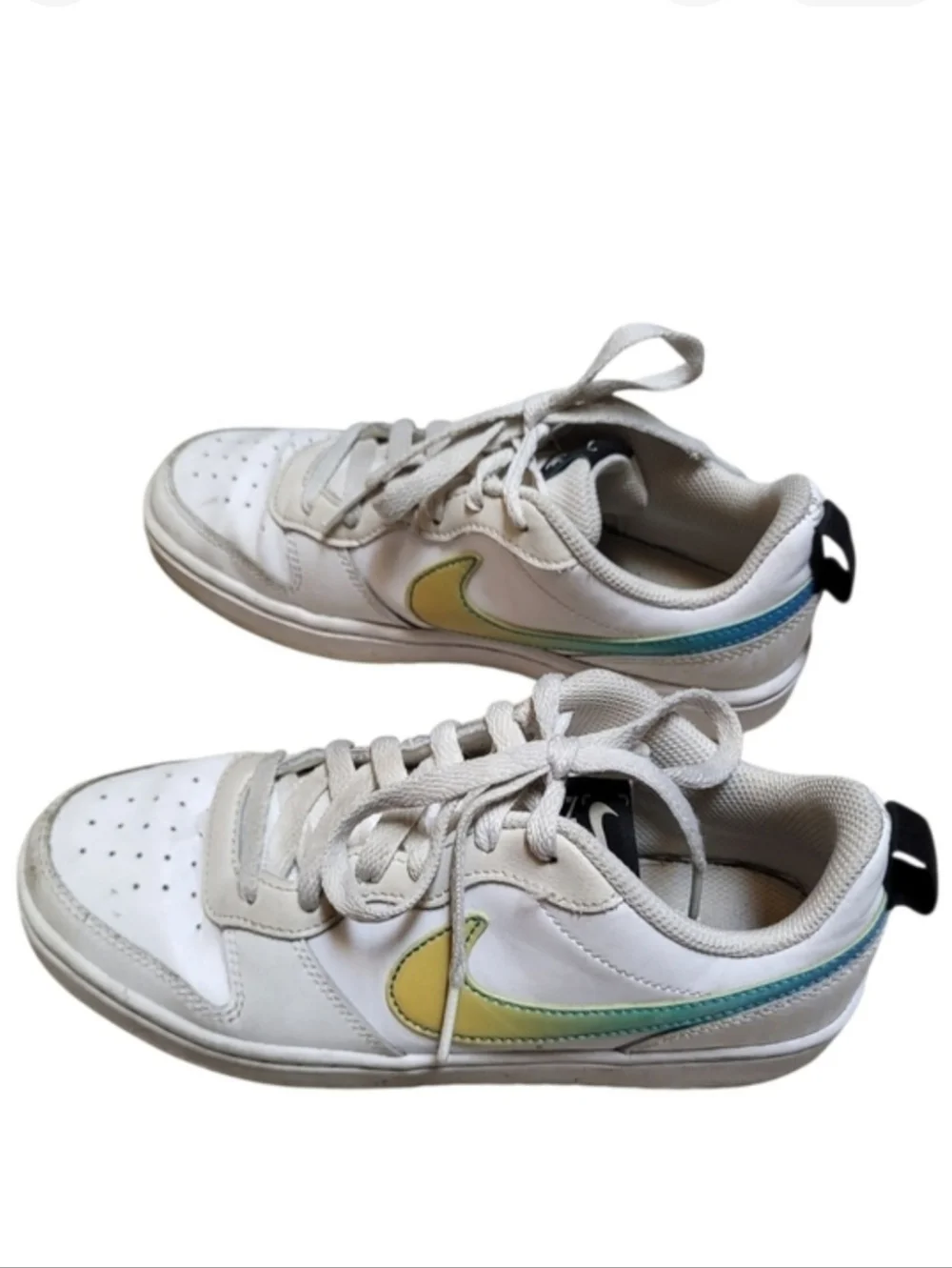 Nike White and Yellow Big Kids Court Borough Low 2 SE GCEL - Size 5Y
